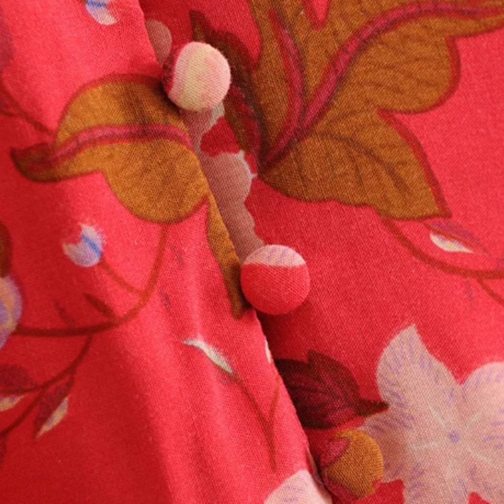 Boho Kimono Dress Floral Print Maxi Gypsy Red - Picture 10 of 13
